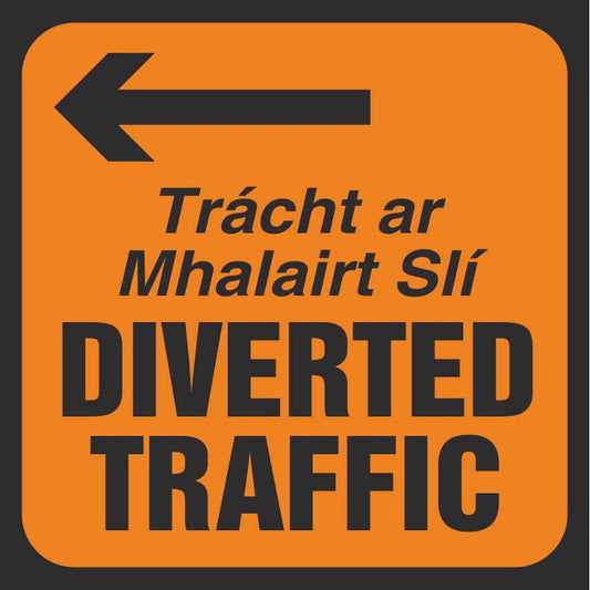 WK 091 ROAD SIGN 600 X 600 DIVERTED TRAFFIC LEFT